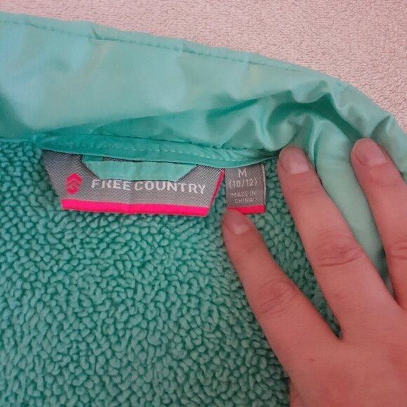Free Country Girl's Youth Size Medium (10/12) Teal Hybrid Fleece Puffer Vest - Picture 5 of 13